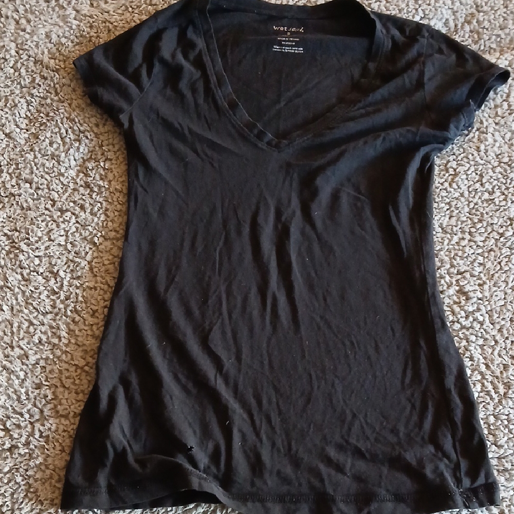 Black V-Neck Women's Top